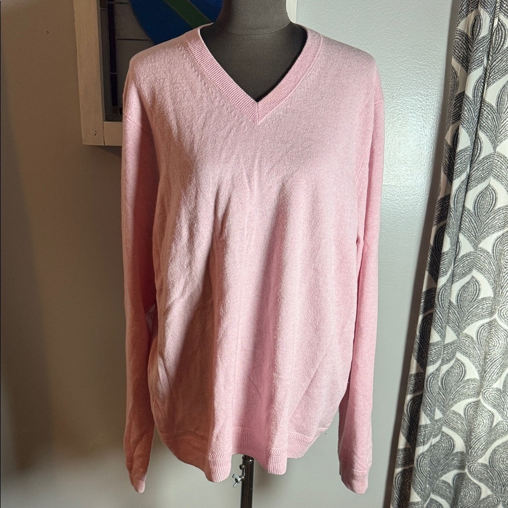 Nordstrom Pale Pink 100% Cashmere V Neck Sweater SZ XL